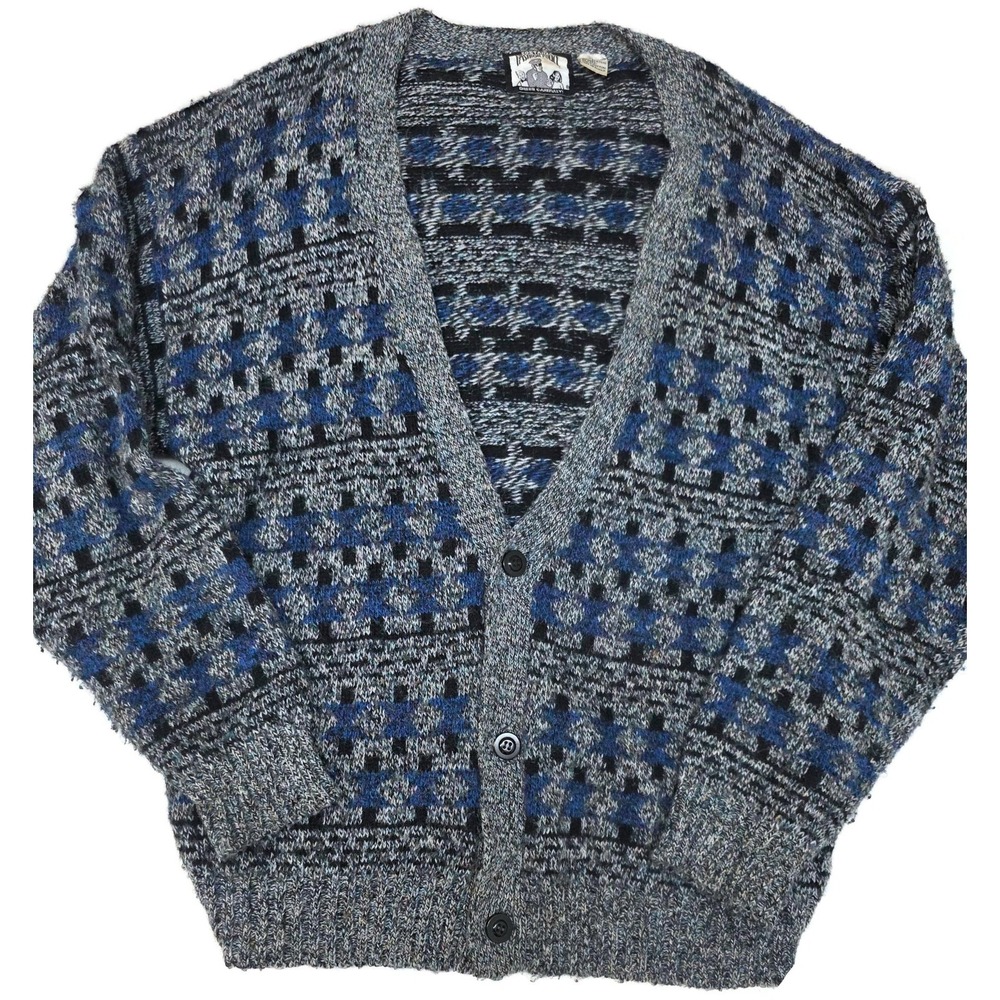 Sostanza‎ Fashion Police Sweater Mens Large Gray Geometric Cardigan Hong Kong